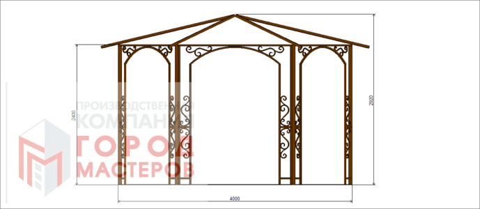 Беседка-шатёр садовая разборная 4м | БШ1-4 БЕЗ КРЫШИ
